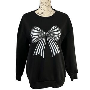 NEW Large Bow Design Sweatshirt Black White Large